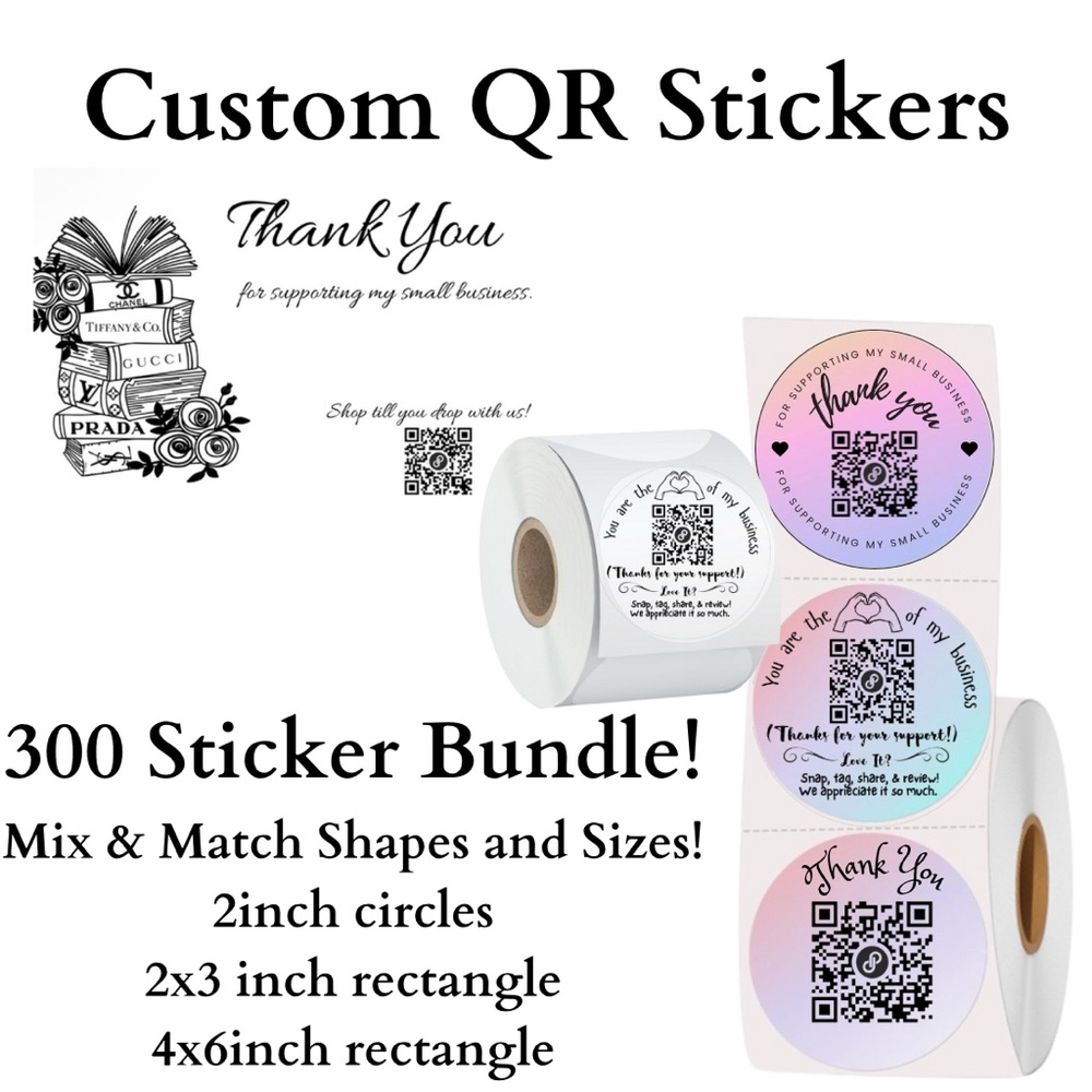 BUY‎ NOW 300 Custom Thank You QR Stickers Mix & Match